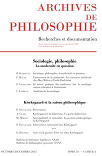Sociologie, philosophie: la modernité en question